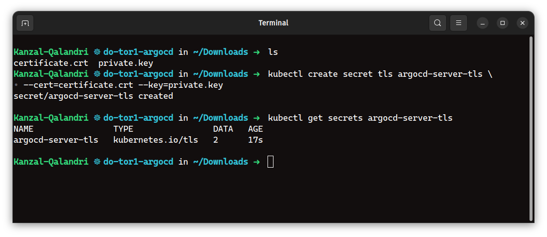 TLS Secret Created