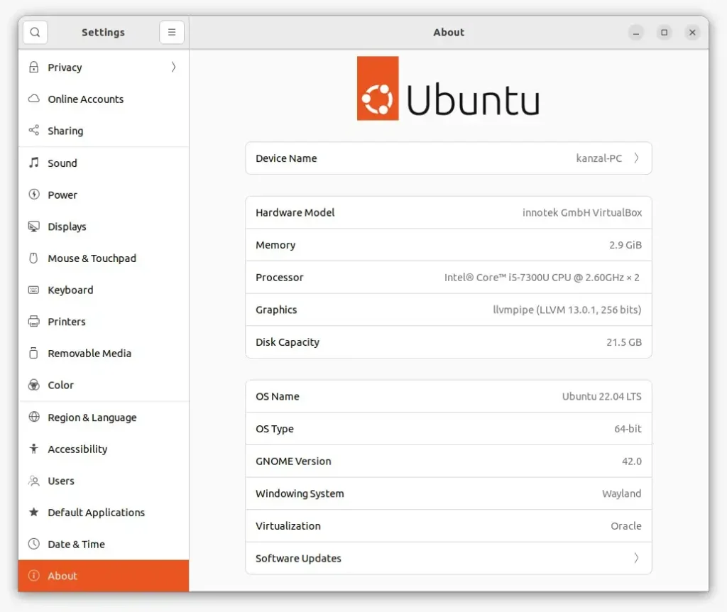 Check Ubuntu version from the GUI About page